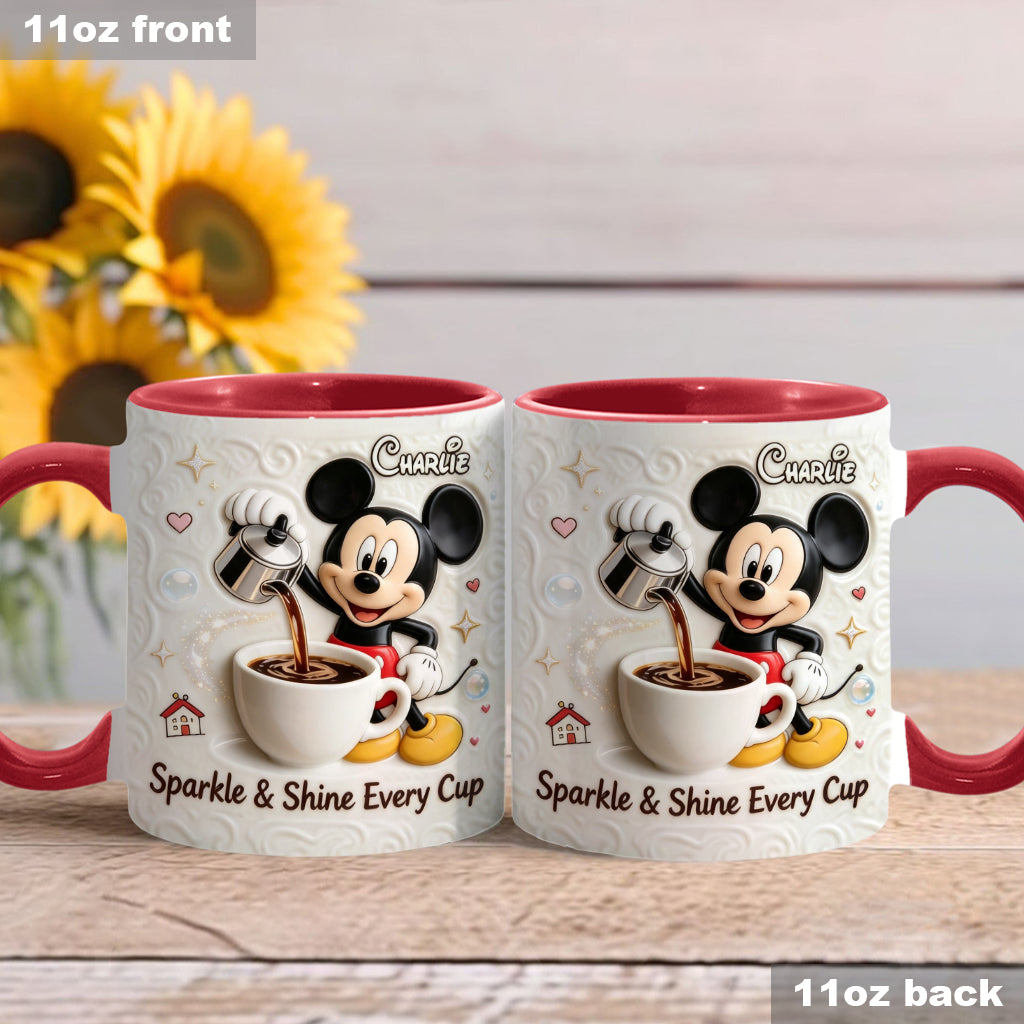 Sparkle & Shine Every Cup - Personalized Mouse Accent Mug & Coaster