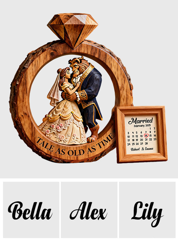 Fairy Tale Love Story - Personalized Beauty And The Beast Custom Shaped Acrylic Plaque
