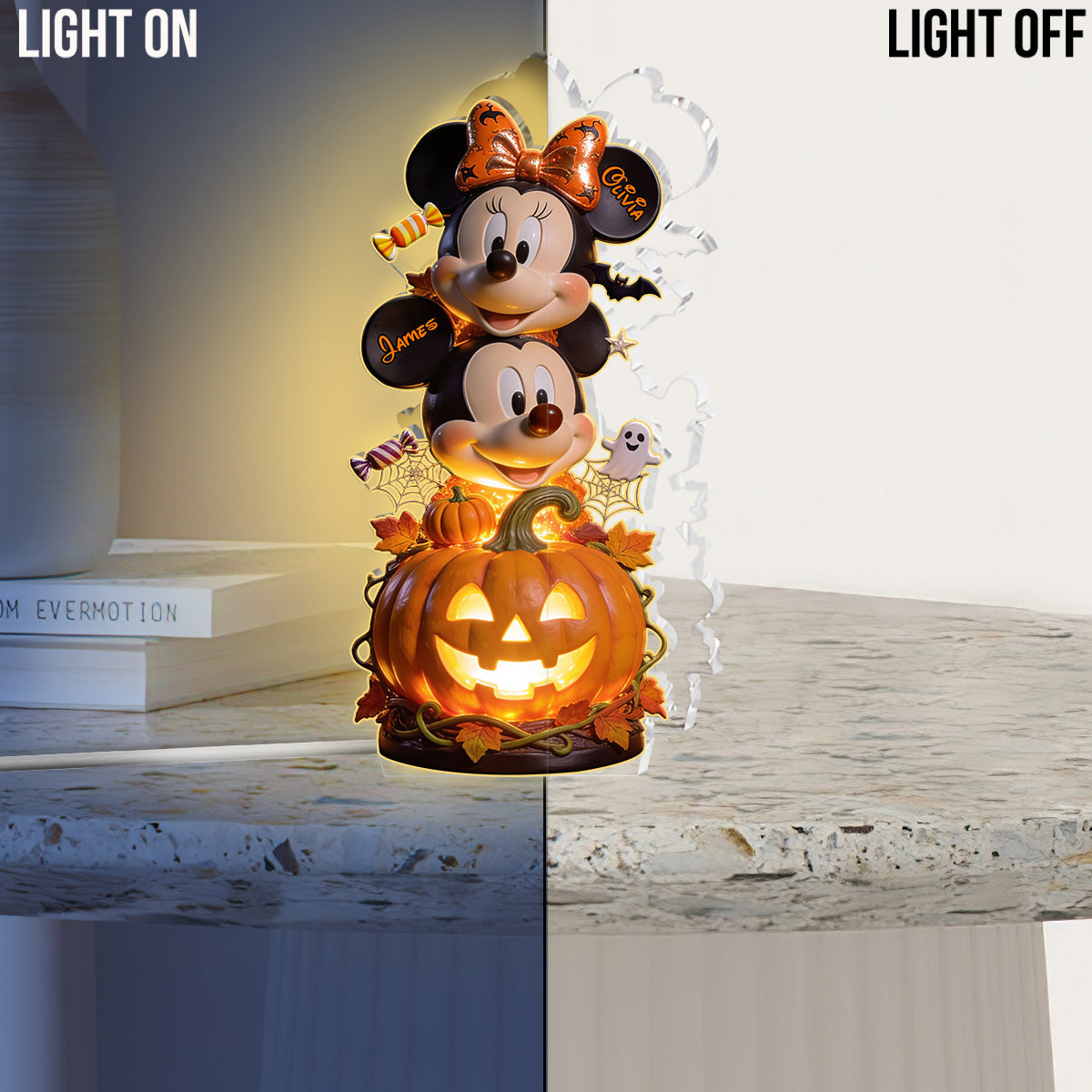 Happy Halloween Couple Gift - Personalized Mouse Acrylic LED Night Light