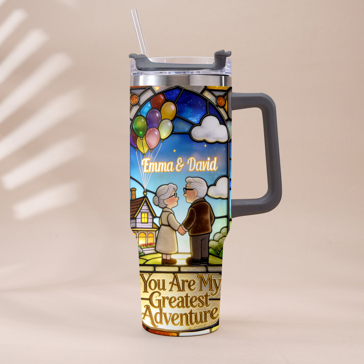 You Are My Greatest Adventure - Personalized Up Movie Couple Tumbler With Plush Charm