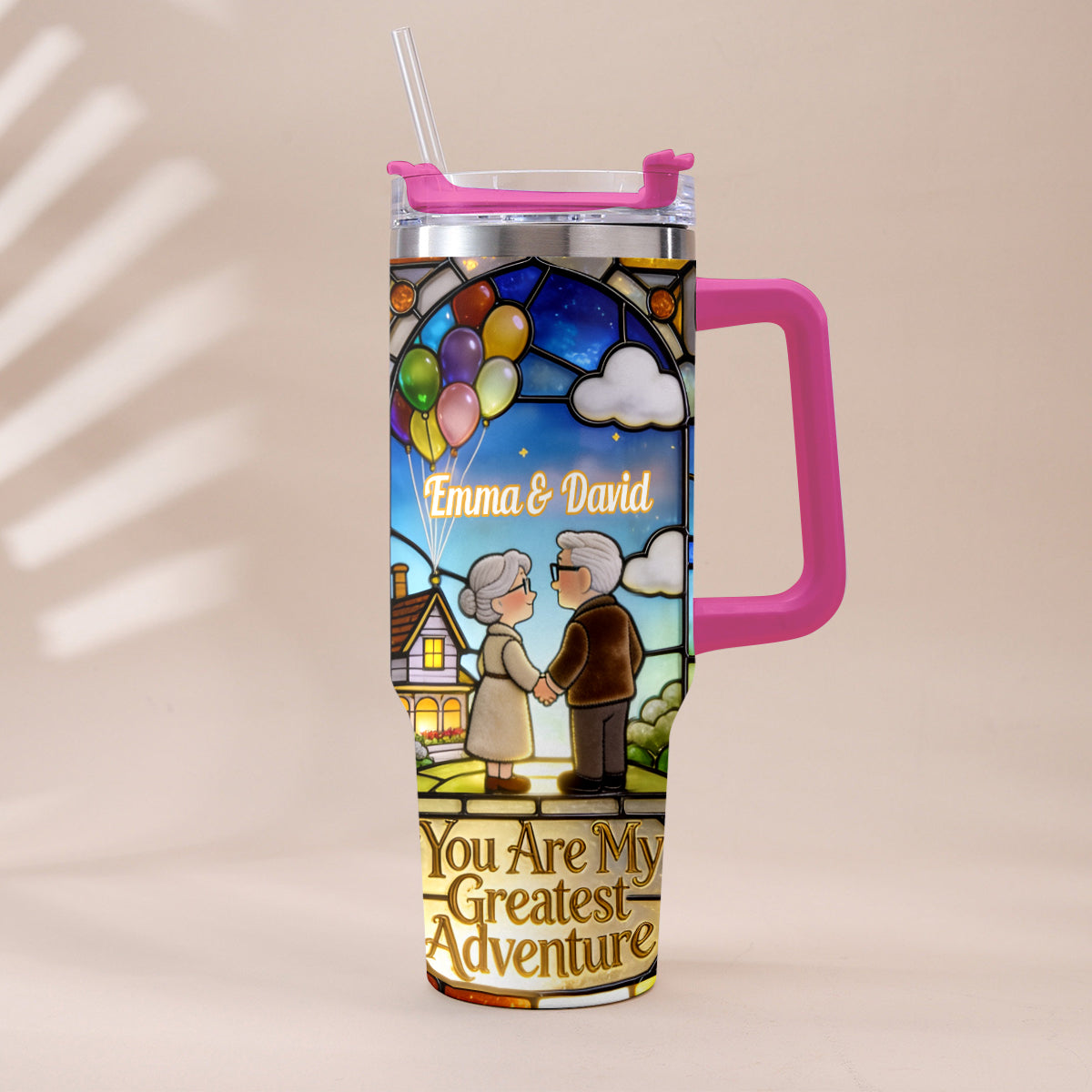 You Are My Greatest Adventure - Personalized Up Movie Couple Tumbler With Plush Charm