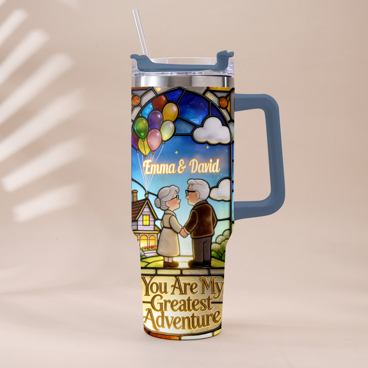 You Are My Greatest Adventure - Personalized Up Movie Couple Tumbler With Plush Charm