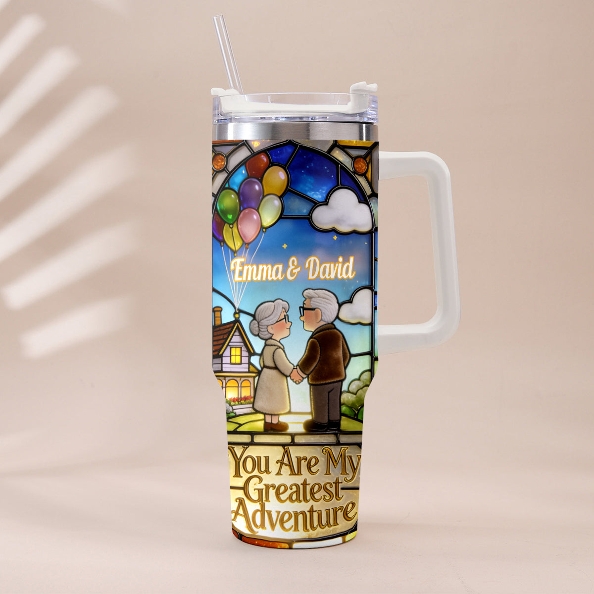 You Are My Greatest Adventure - Personalized Up Movie Couple Tumbler With Plush Charm