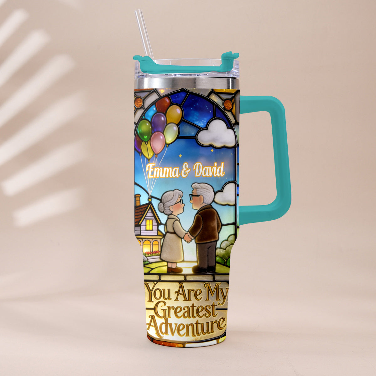 You Are My Greatest Adventure - Personalized Up Movie Couple Tumbler With Plush Charm