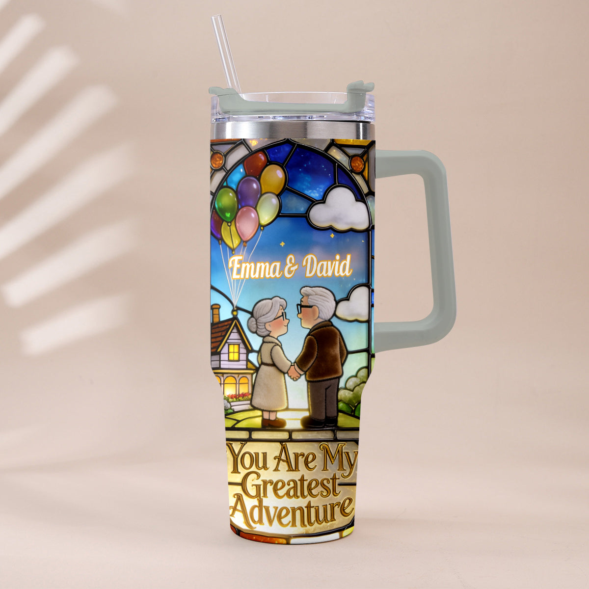 You Are My Greatest Adventure - Personalized Up Movie Couple Tumbler With Plush Charm
