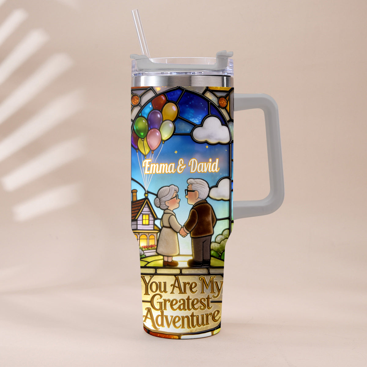 You Are My Greatest Adventure - Personalized Up Movie Couple Tumbler With Plush Charm