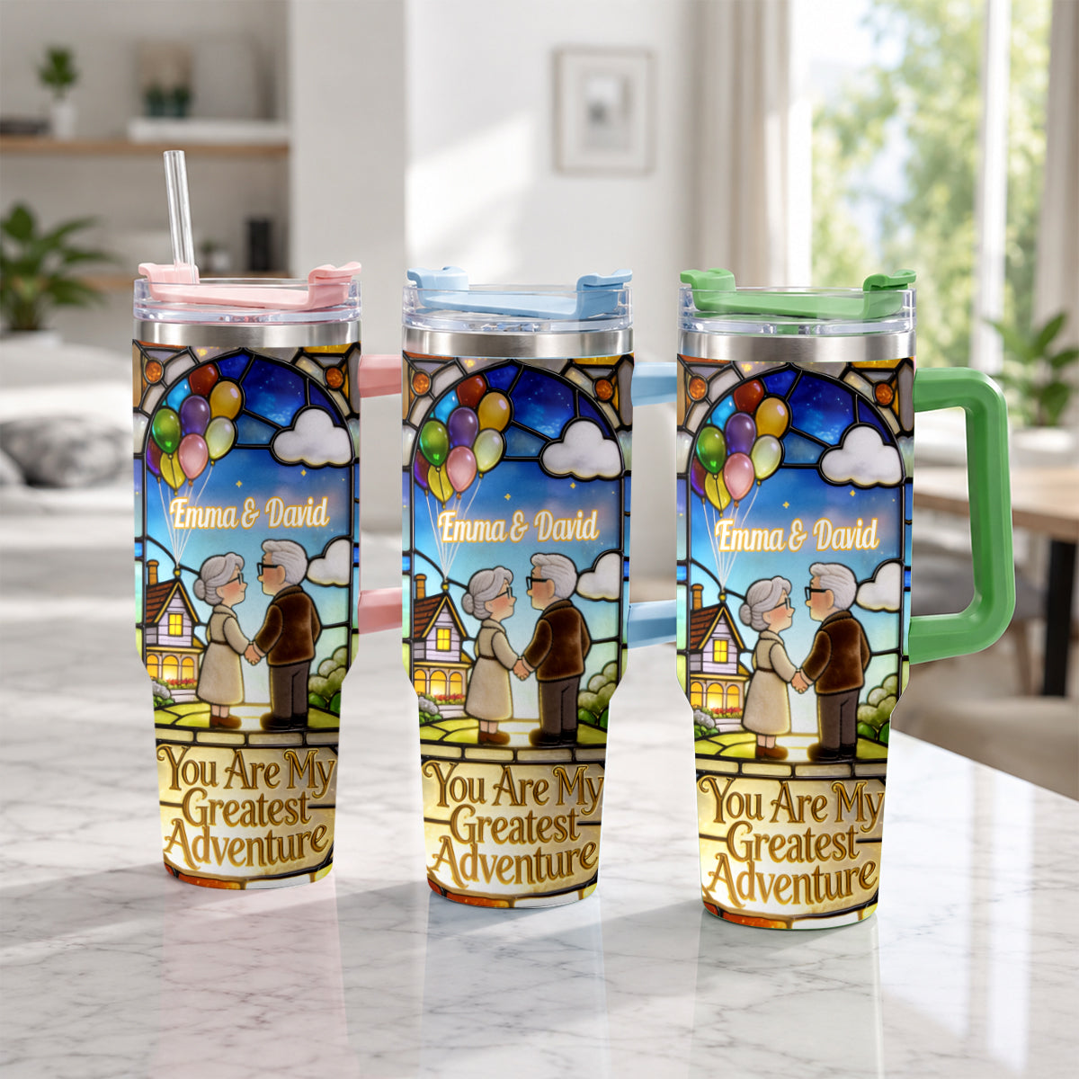 You Are My Greatest Adventure - Personalized Up Movie Couple Tumbler With Plush Charm