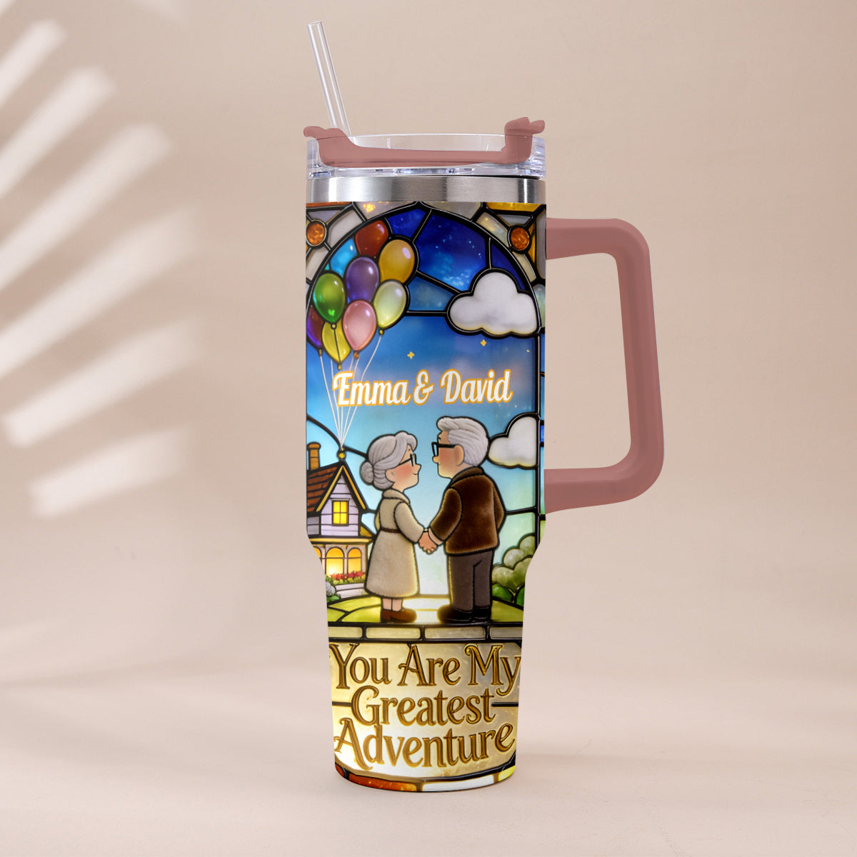 You Are My Greatest Adventure - Personalized Up Movie Couple Tumbler With Plush Charm