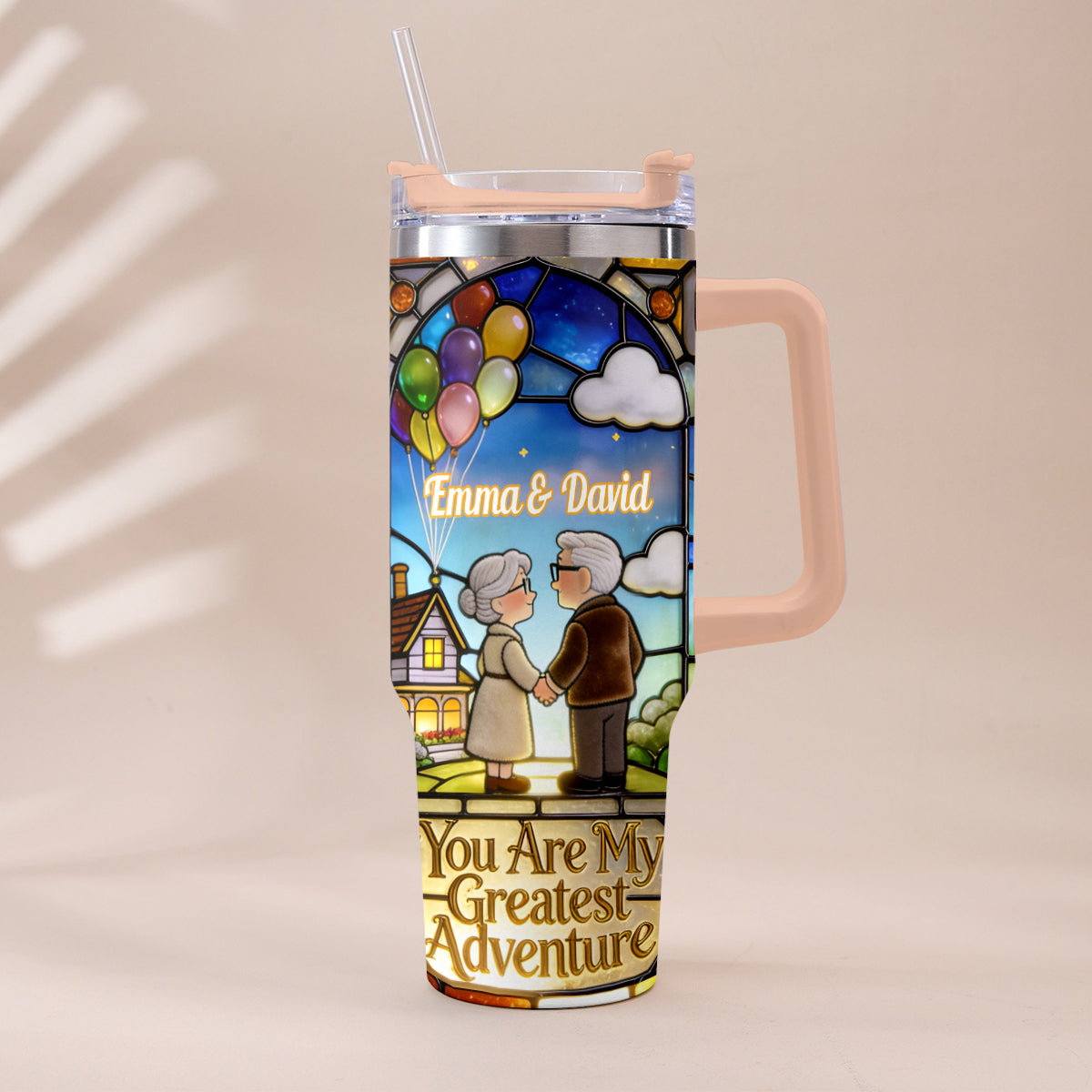 You Are My Greatest Adventure - Personalized Up Movie Couple Tumbler With Plush Charm
