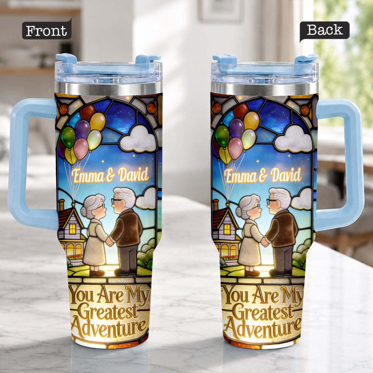 You Are My Greatest Adventure - Personalized Up Movie Couple Tumbler With Plush Charm