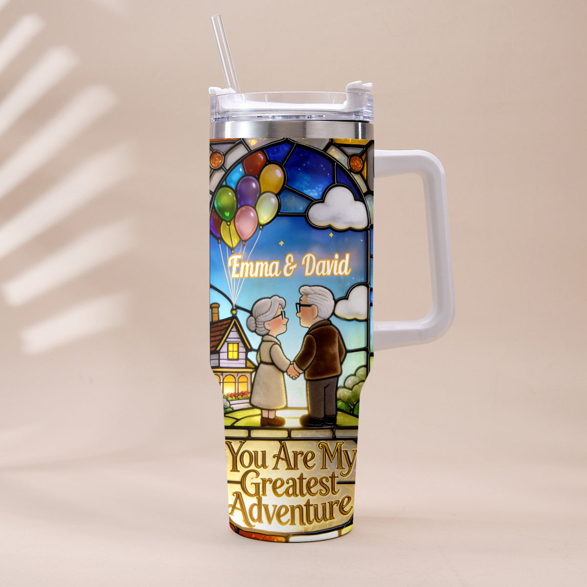 You Are My Greatest Adventure - Personalized Up Movie Couple Tumbler With Plush Charm
