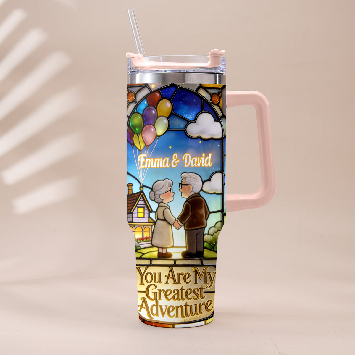 You Are My Greatest Adventure - Personalized Up Movie Couple Tumbler With Plush Charm