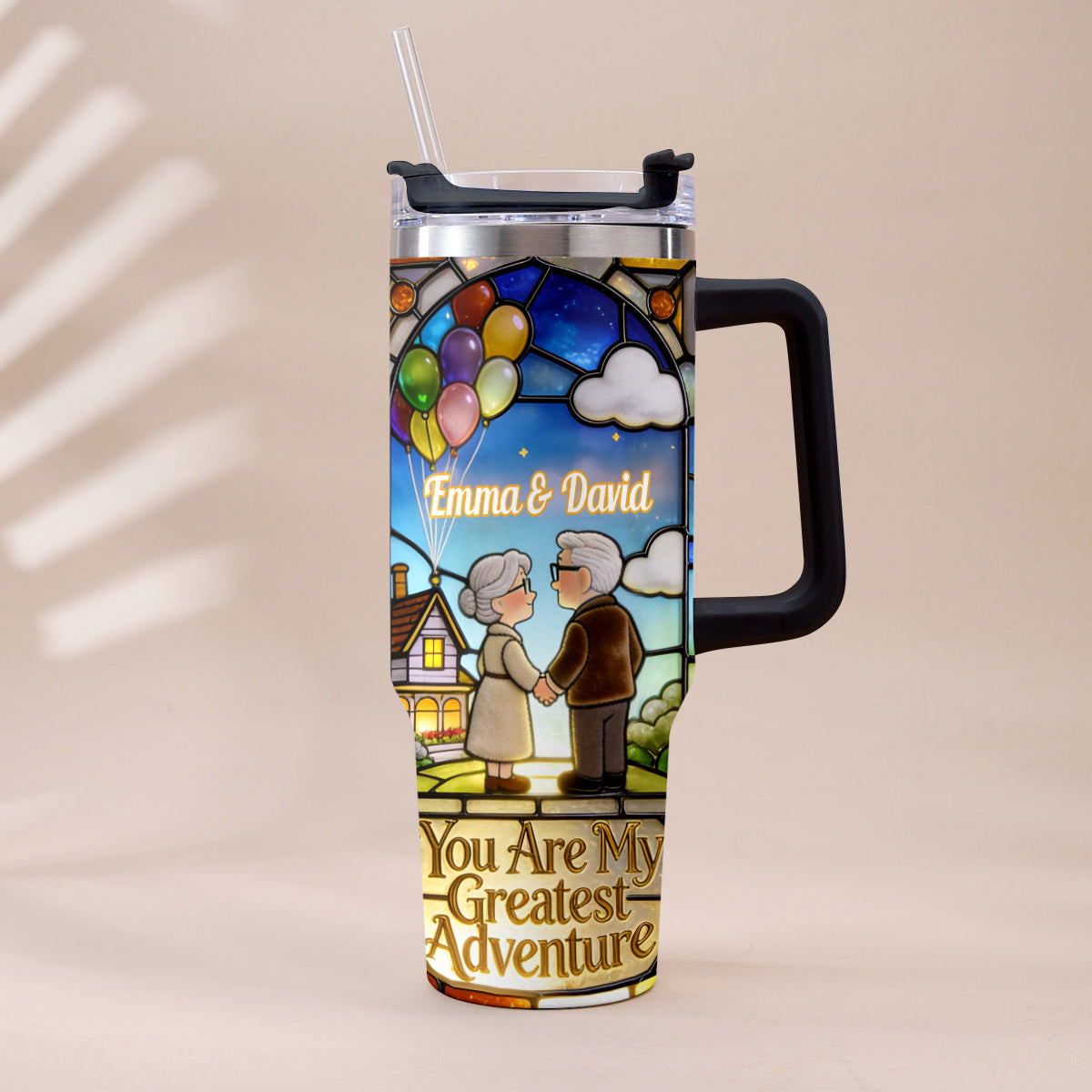 You Are My Greatest Adventure - Personalized Up Movie Couple Tumbler With Plush Charm