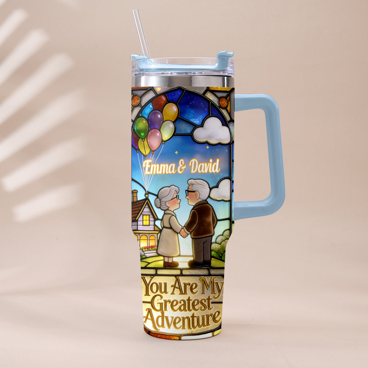You Are My Greatest Adventure - Personalized Up Movie Couple Tumbler With Plush Charm