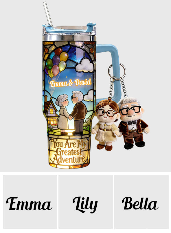You Are My Greatest Adventure - Personalized Up Movie Couple Tumbler With Plush Charm