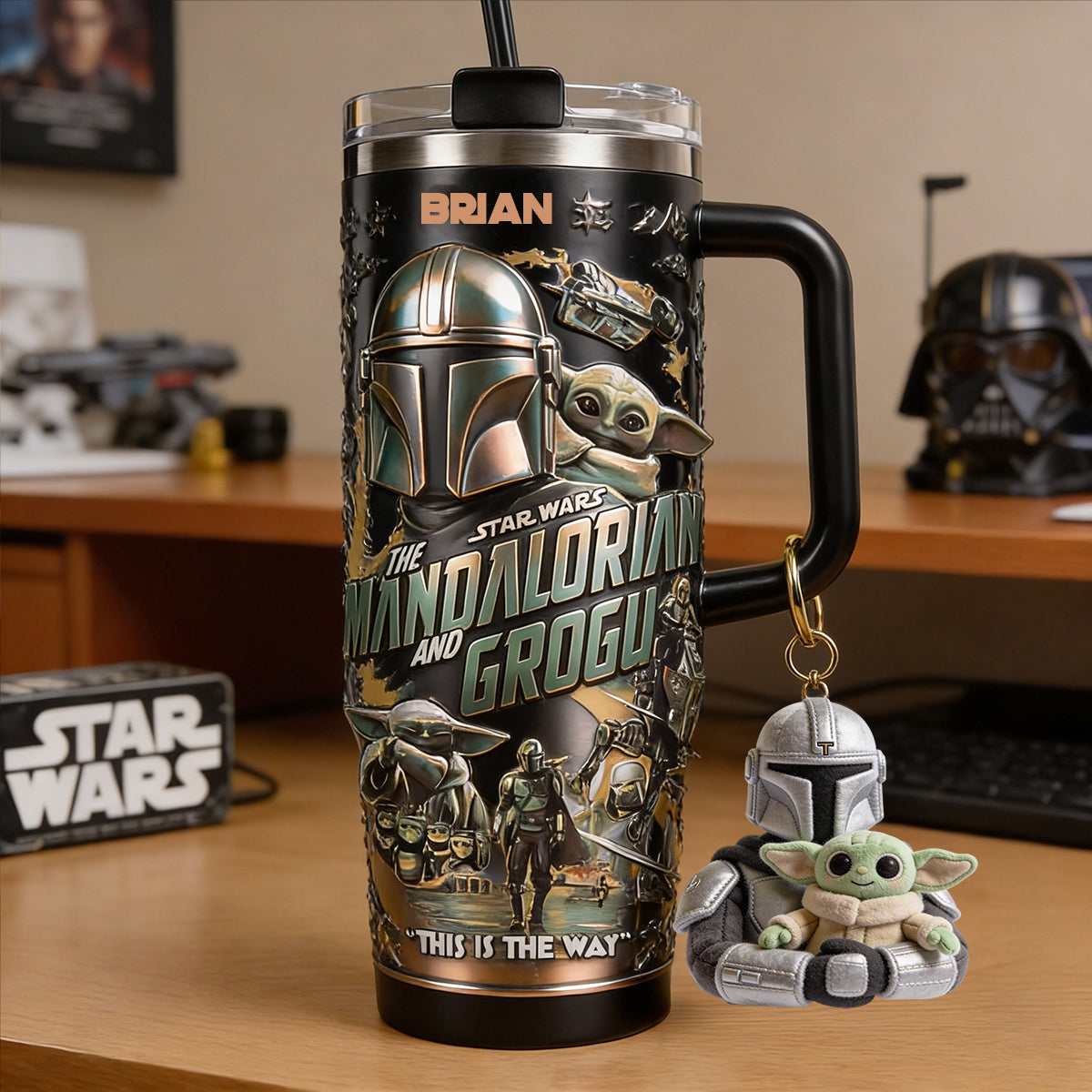 This Is The Way - Personalized The Force Tumbler With Plush Charm