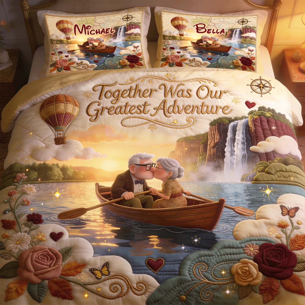 Together Was Our Greatest Adventures - Personalized Up Movie Couple Quilt Set