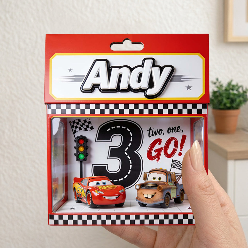 Kid's Birthday Gift, Custom Age Number - Personalized Racing Lover Acrylic Display Box