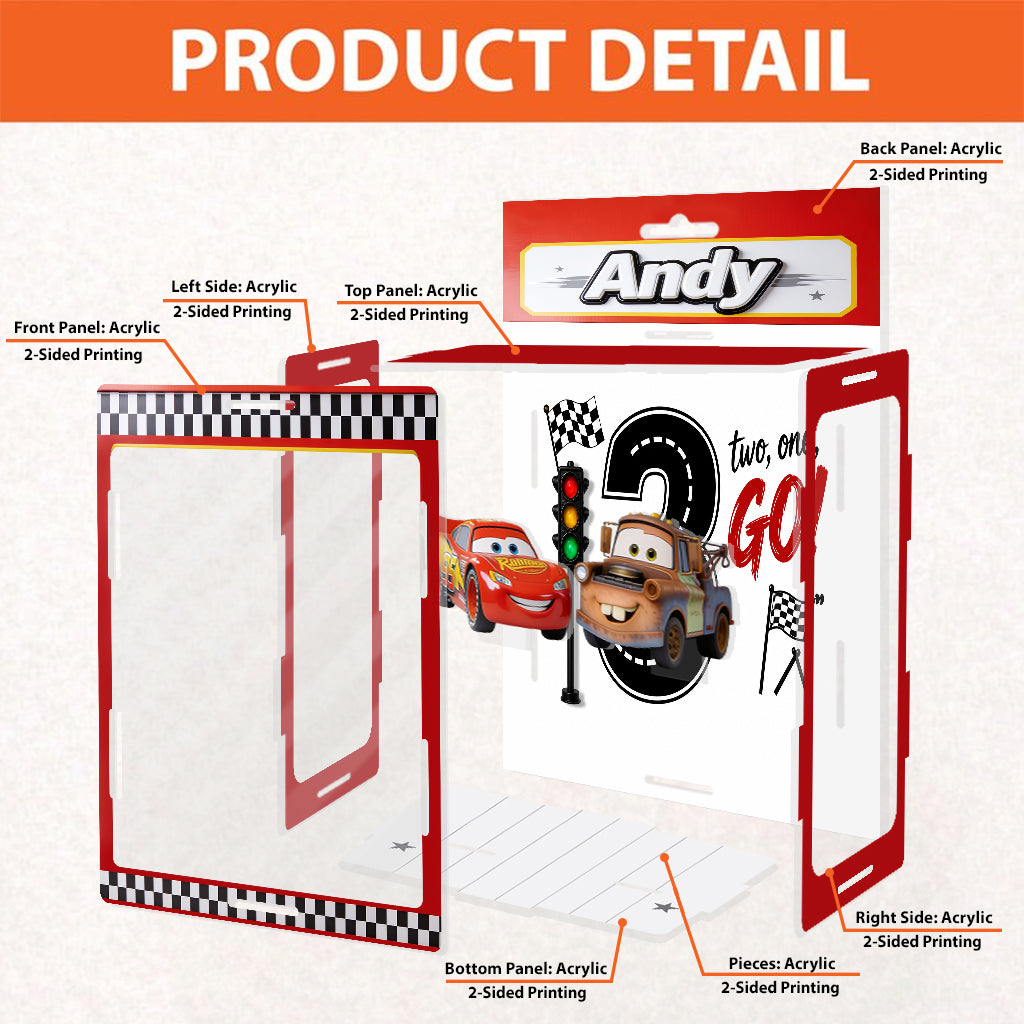 Kid's Birthday Gift, Custom Age Number - Personalized Racing Lover Acrylic Display Box