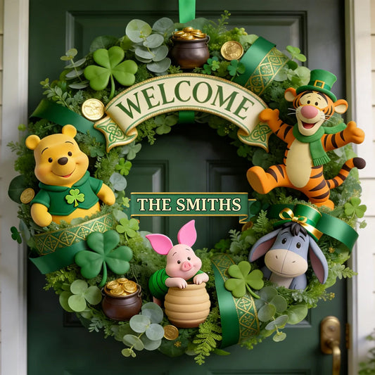 Lucky Friends - Personalized Yellow Bear Custom Shaped Wood Sign