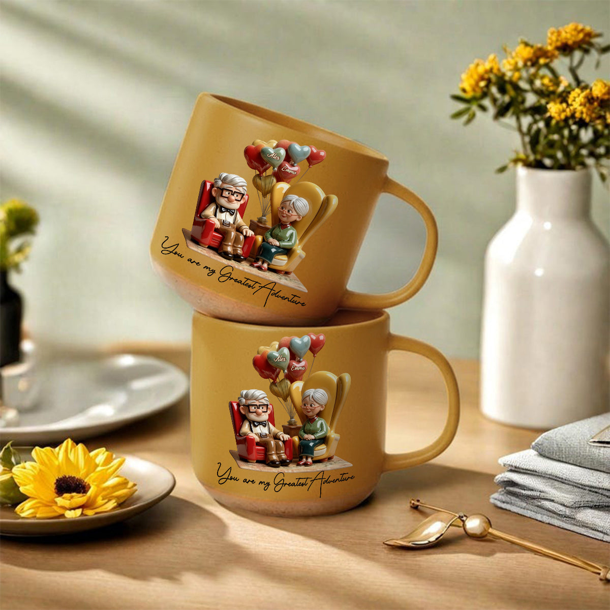 You Are My Greatest Adventure - Personalized Mouse Printed Pottery Mug