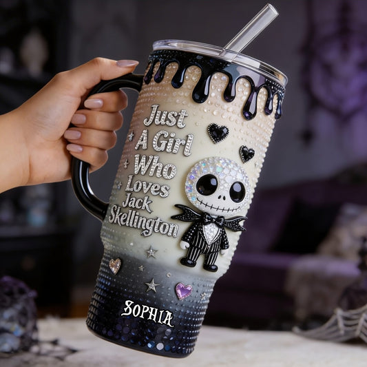 Just A Girl Who Loves Nightmare - Personalized Nightmare Tumbler With Handle