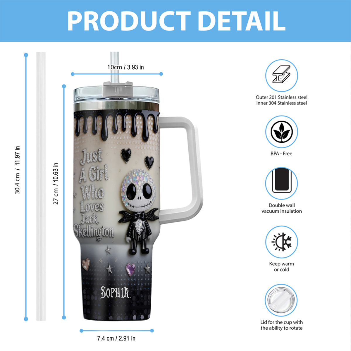 Just A Girl Who Loves Nightmare - Personalized Nightmare Tumbler With Handle