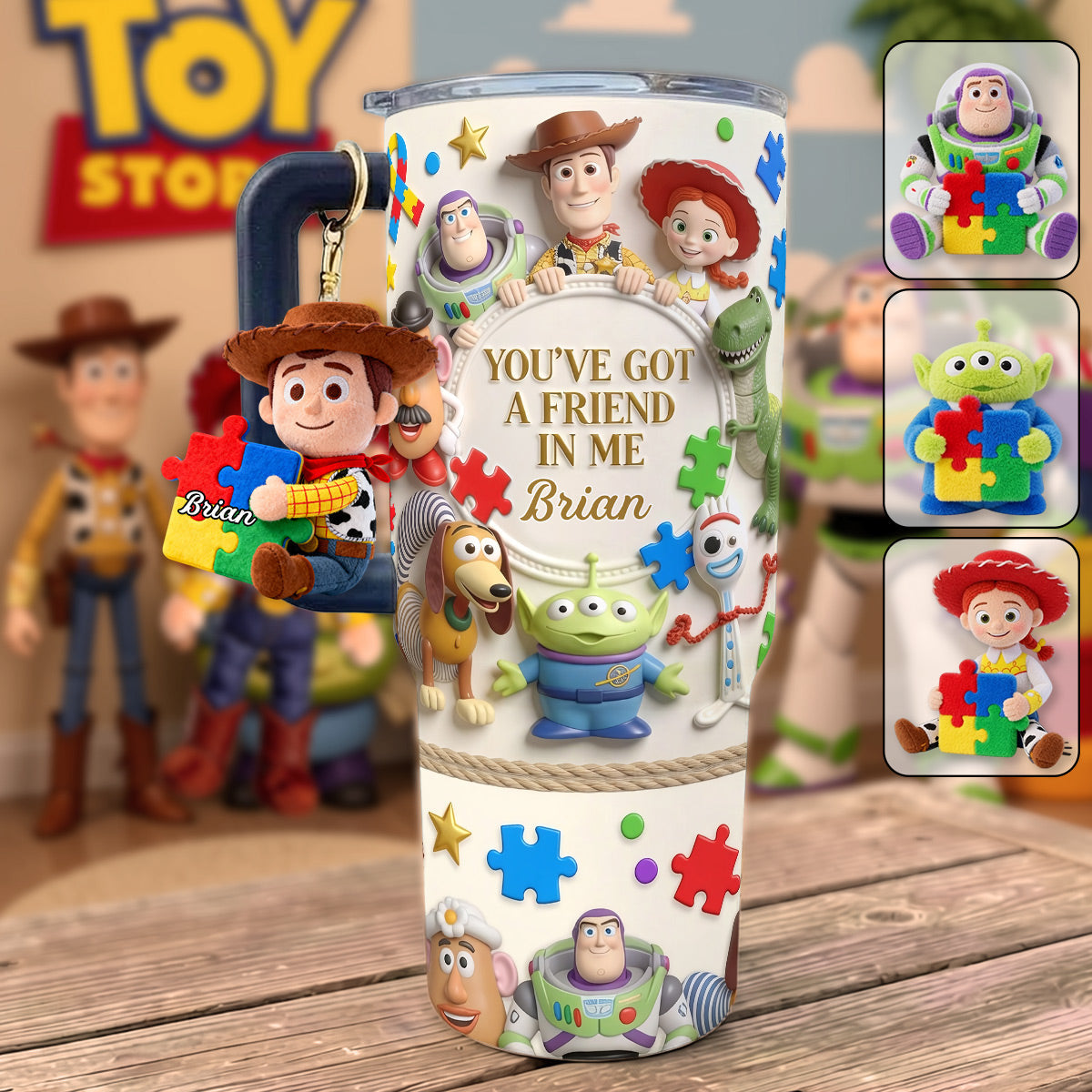 You've Got A Friend In Me - Personalized Autism Awareness Tumbler With Plush Charm