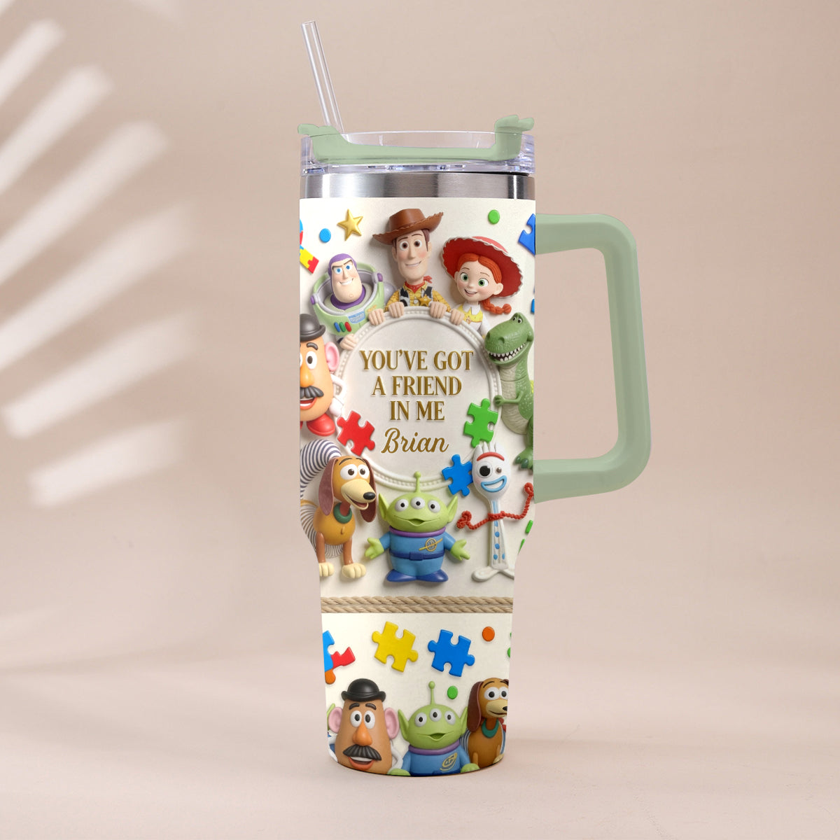 You've Got A Friend In Me - Personalized Autism Awareness Tumbler With Plush Charm