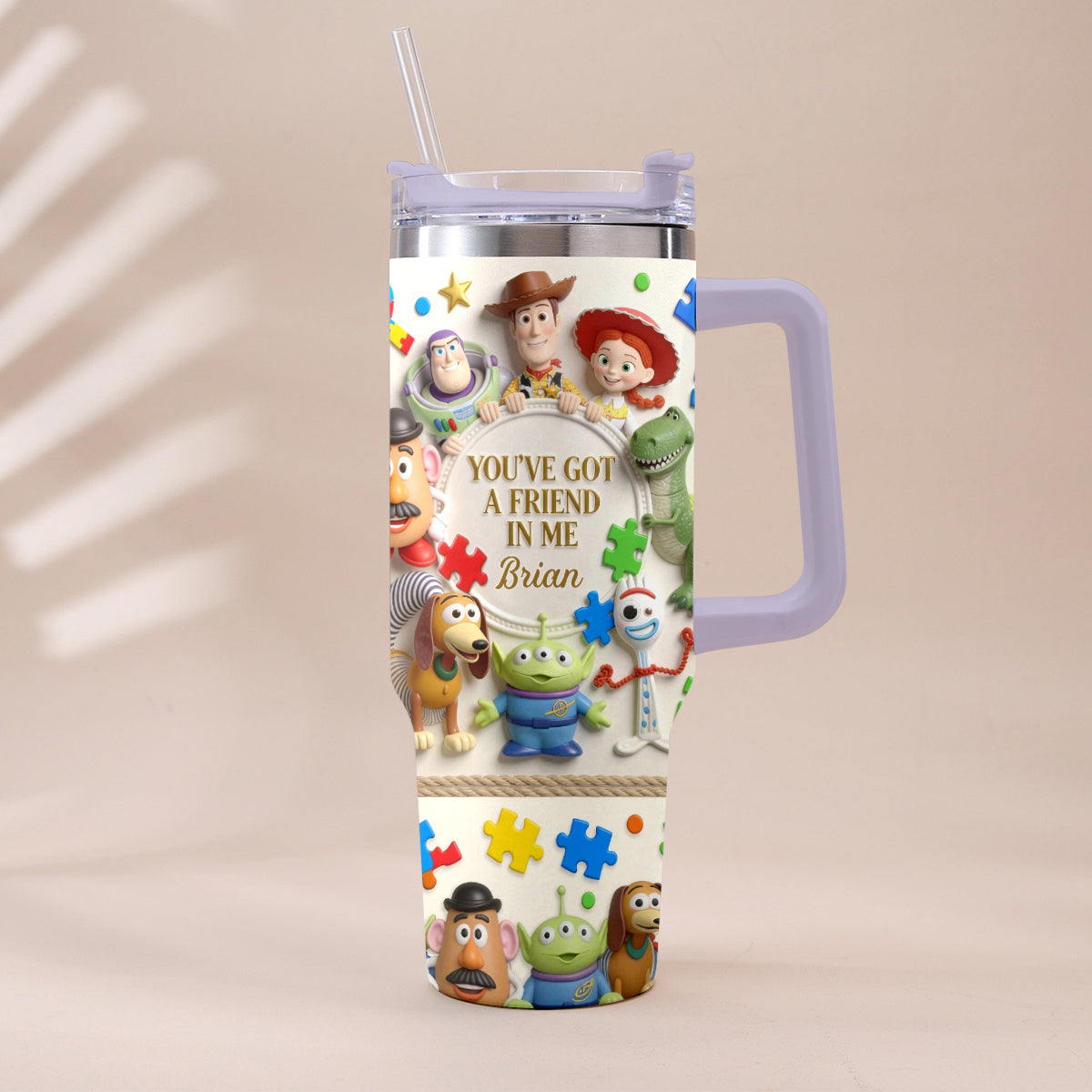 You've Got A Friend In Me - Personalized Autism Awareness Tumbler With Plush Charm