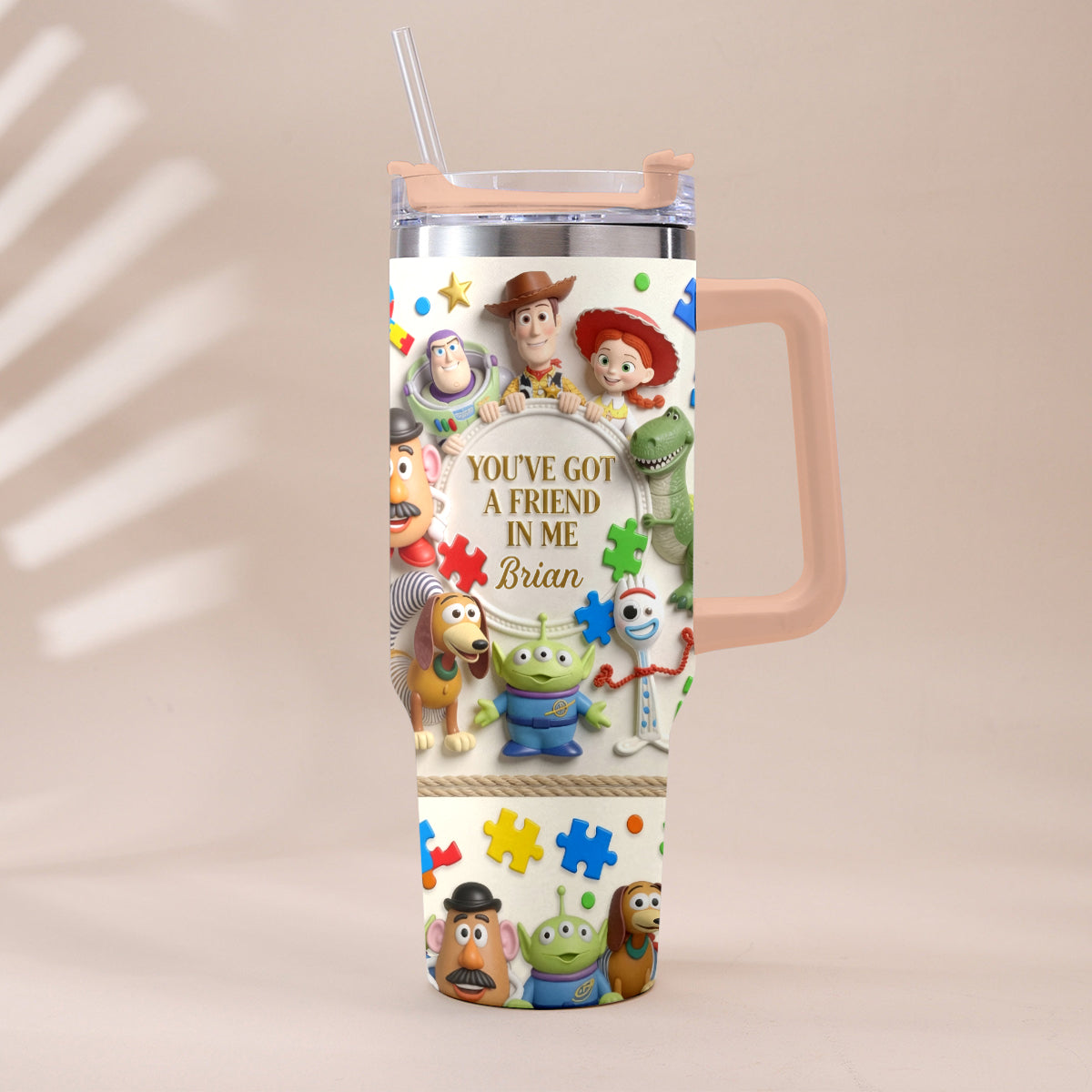 You've Got A Friend In Me - Personalized Autism Awareness Tumbler With Plush Charm