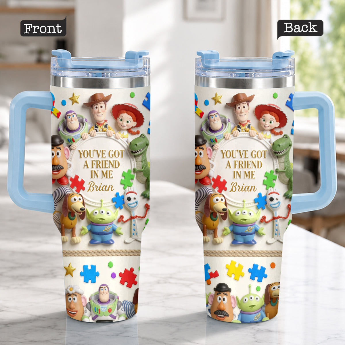 You've Got A Friend In Me - Personalized Autism Awareness Tumbler With Plush Charm