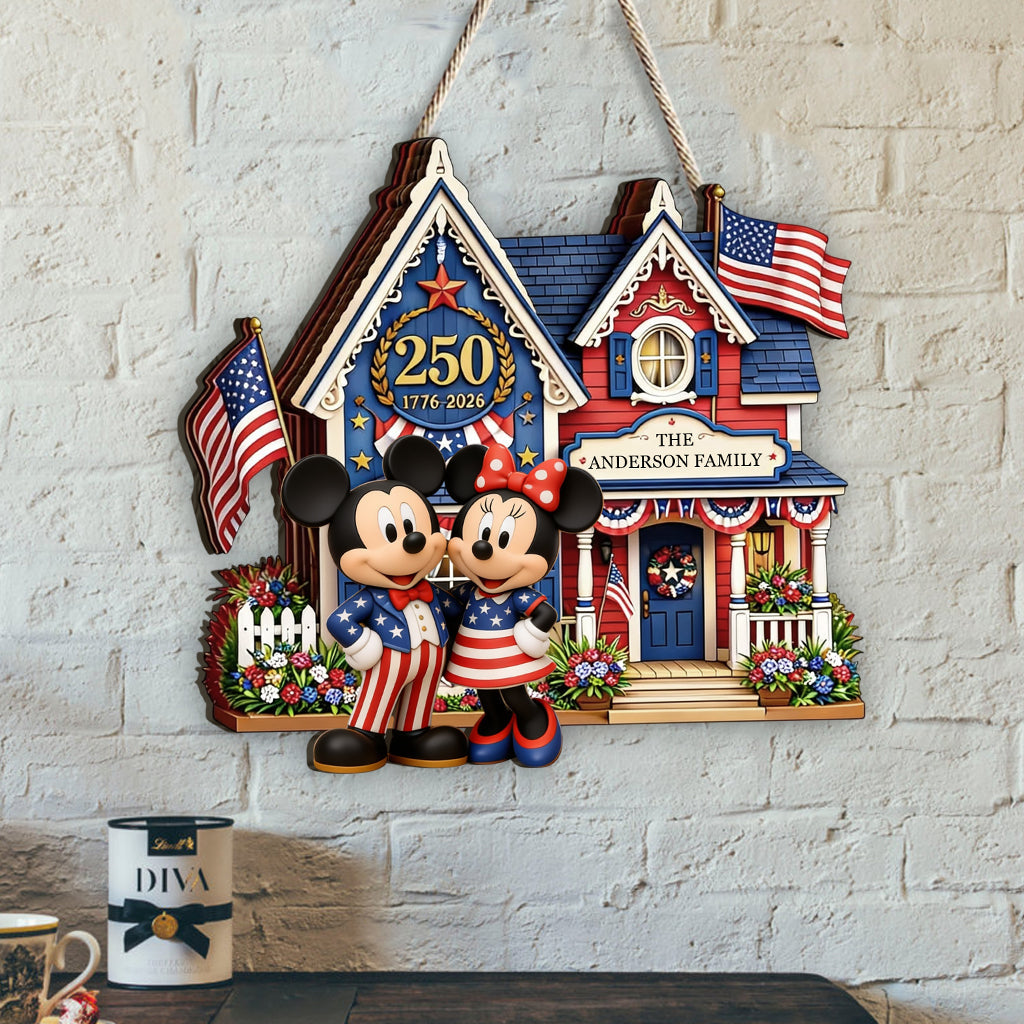 Celebrate 250th Anniversary - Personalized Mouse Custom Shaped Wood Sign