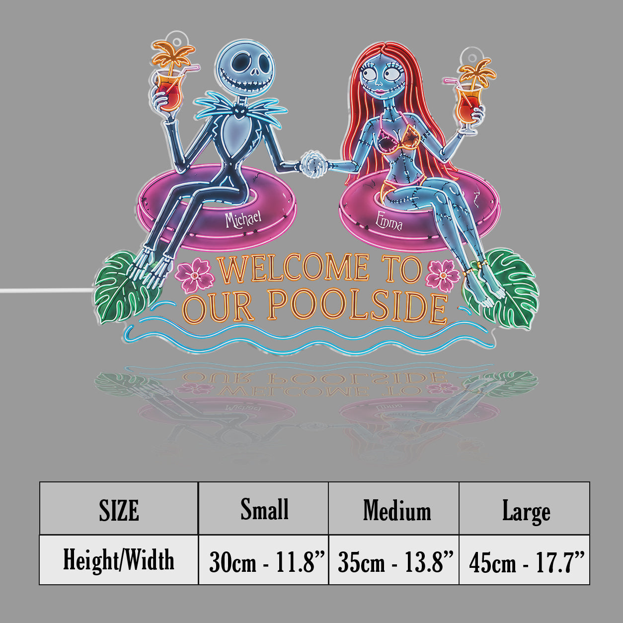 Welcome To Our Poolside - Personalized Nightmare Neon LED Light Sign