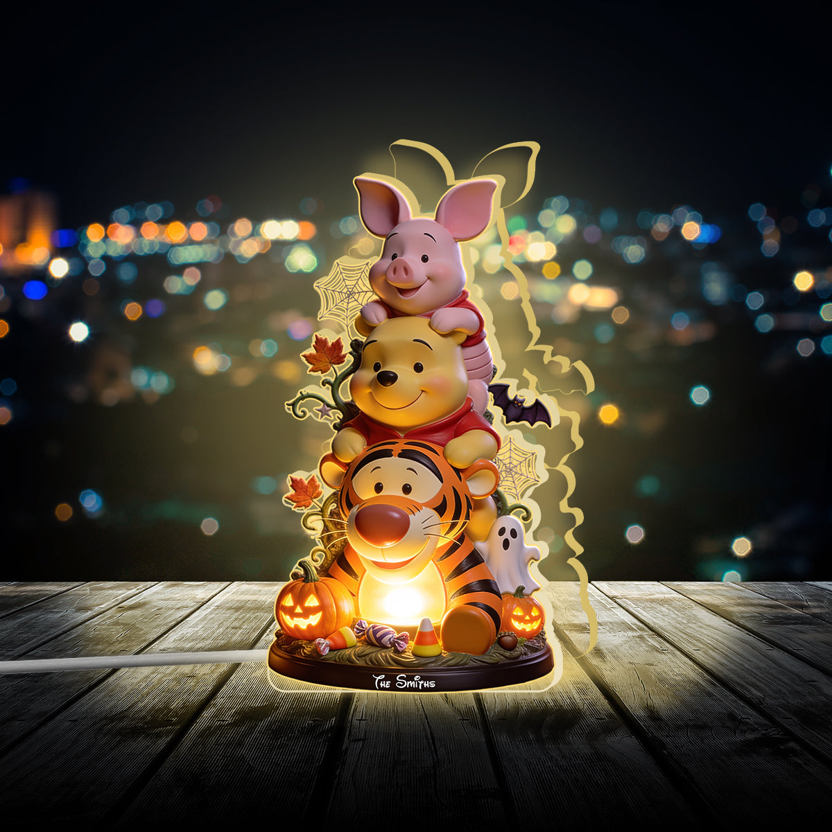 Happy Halloween - Personalized Yellow Bear Acrylic LED Night Light