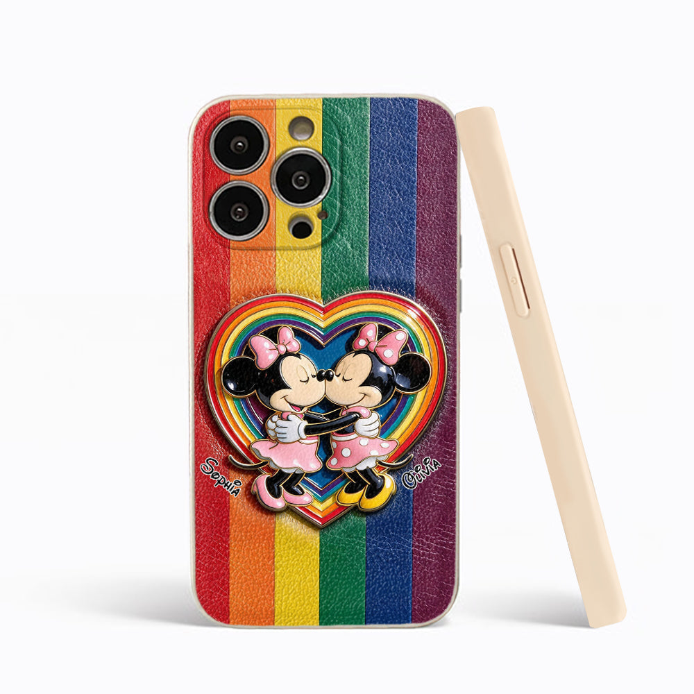 LGBT Cartoon Mouse, Pride Month - Personalized LGBT Support 3D Embossed Leather Phone Case