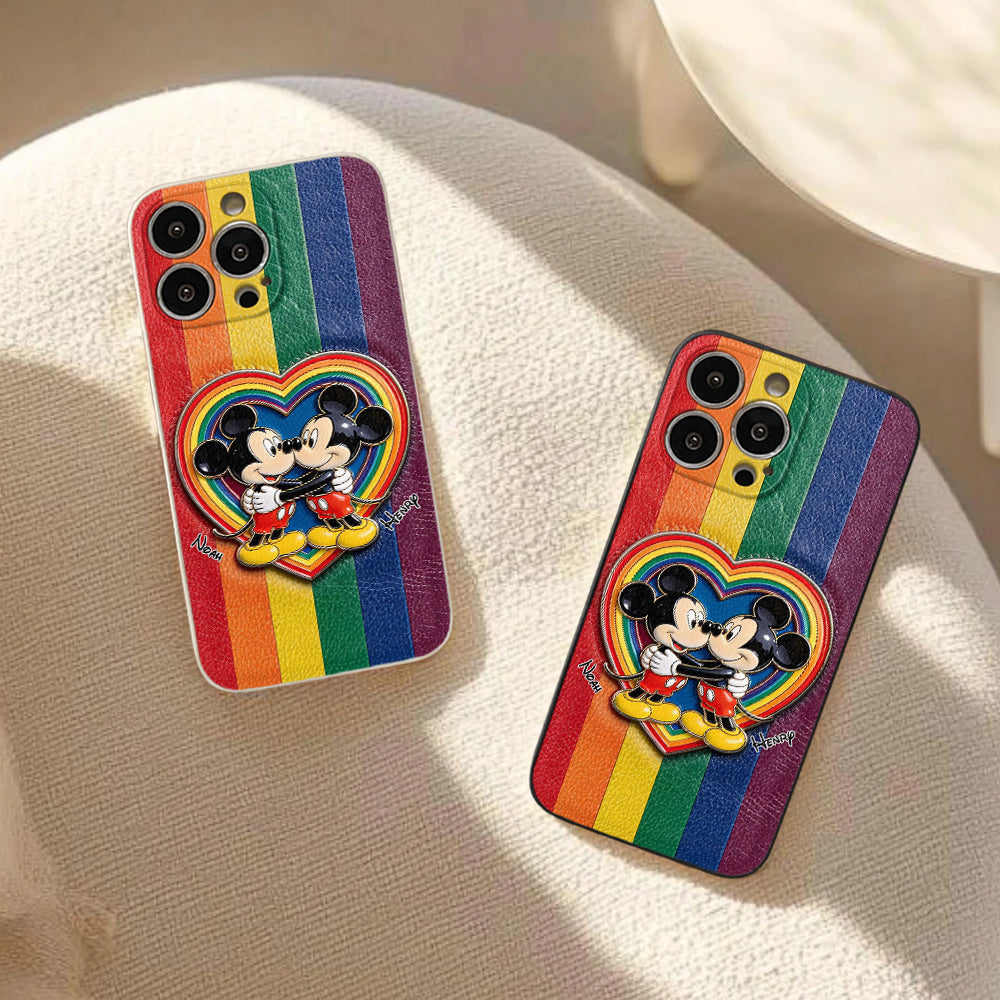 LGBT Cartoon Mouse, Pride Month - Personalized LGBT Support 3D Embossed Leather Phone Case
