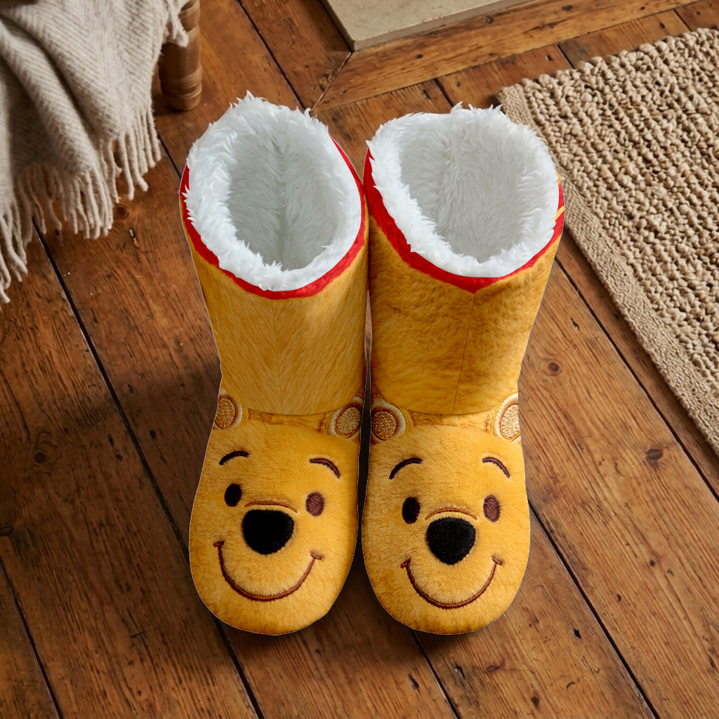 Hunny Friend - Personalized Yellow Bear Faux Fur Boot Slippers