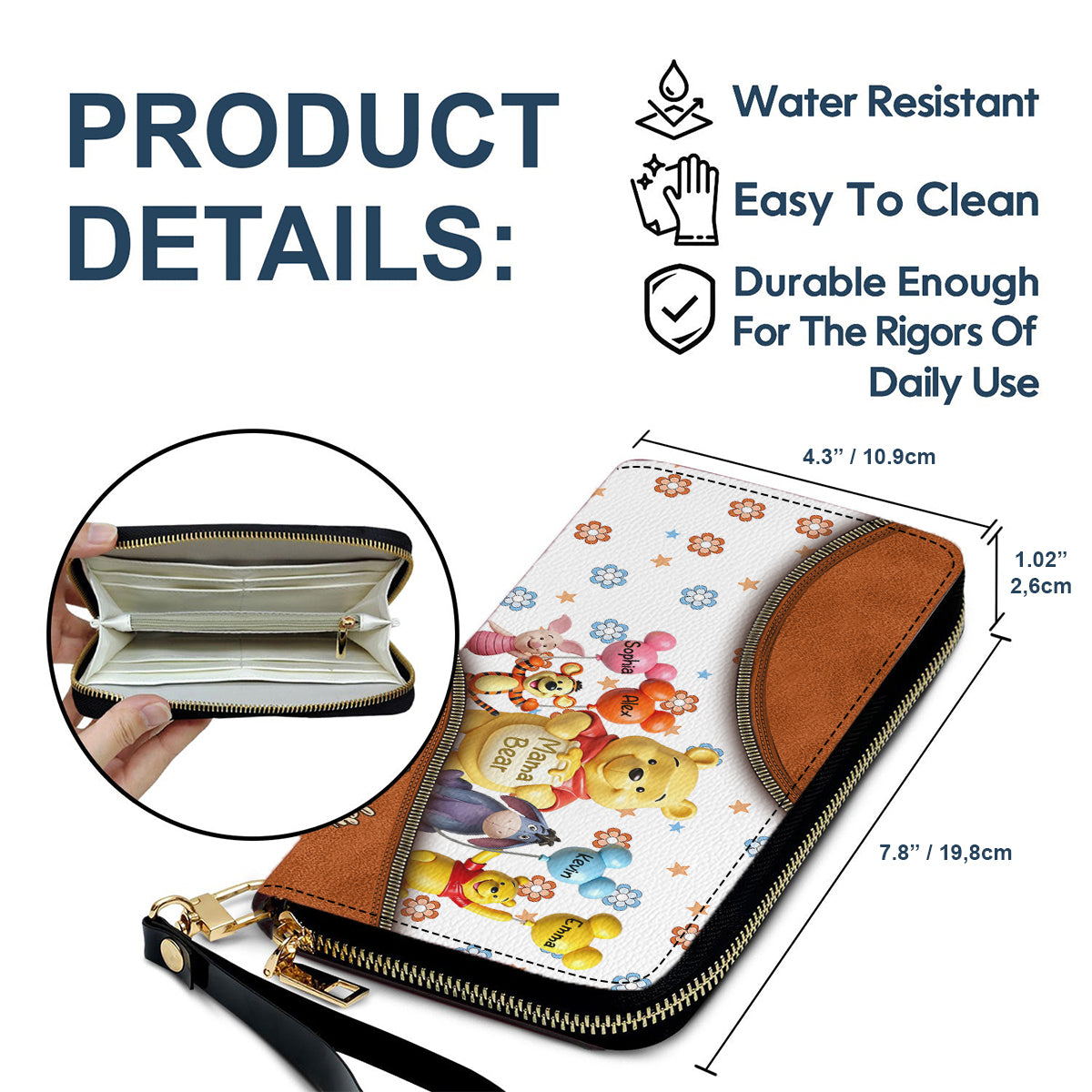 Mama Bear - Personalized Mouse Leather Long Wallet