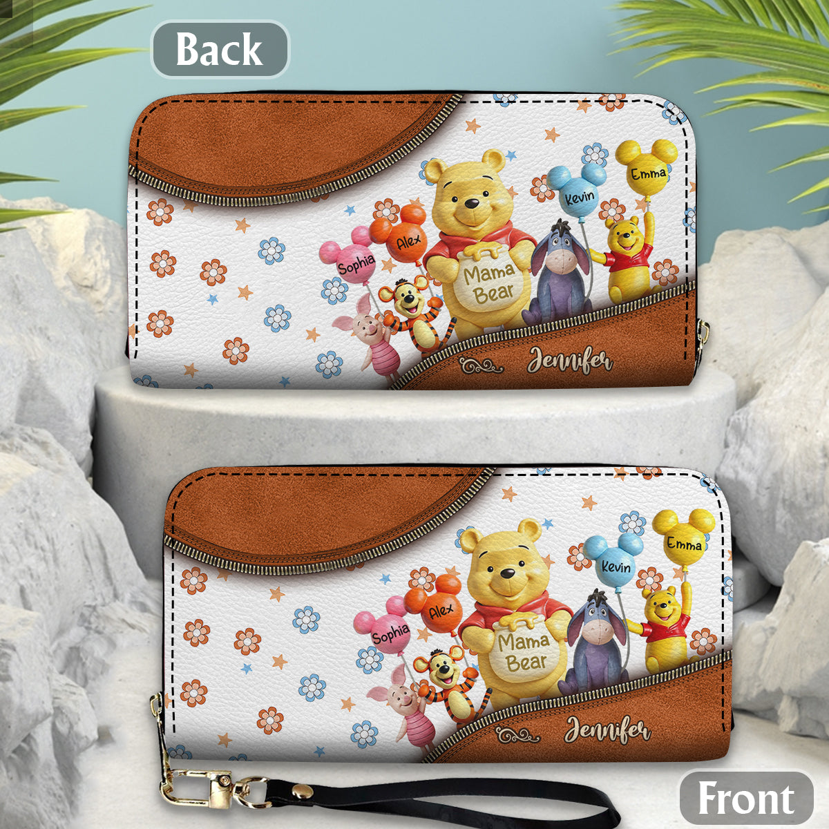 Mama Bear - Personalized Mouse Leather Long Wallet