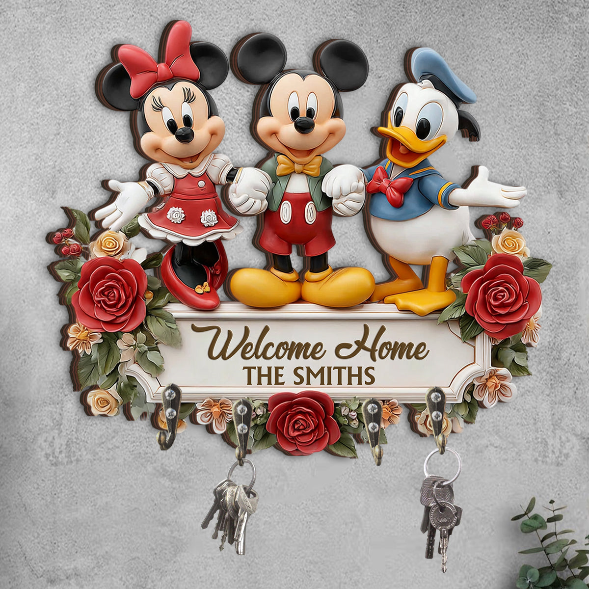Welcome Home - Personalized Mouse Custom Shaped Key Rack