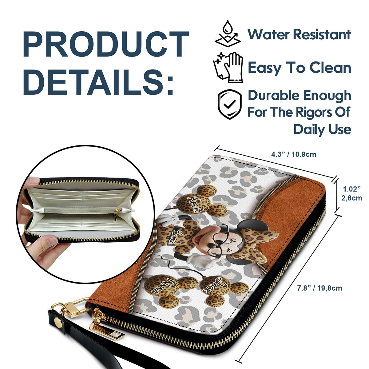 Magical Mom, Grandma - Personalized Mouse Leather Long Wallet