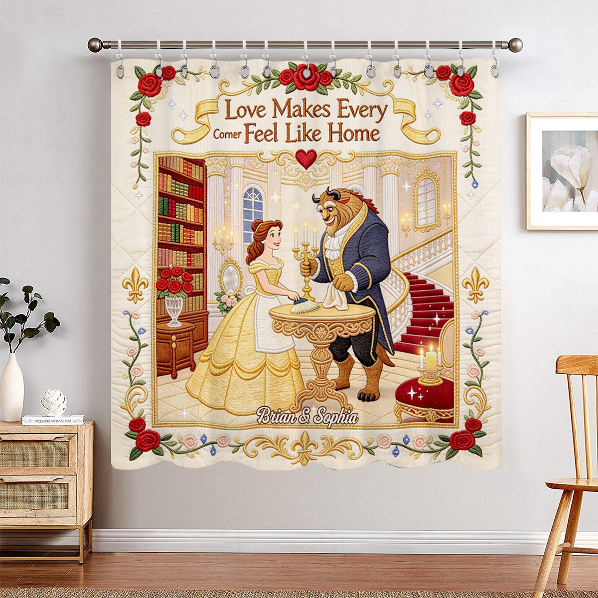 Love Makes Every Corner Feel Like Home - Personalized Beauty And The Beast Blackout Window Curtain/ Drapes Set