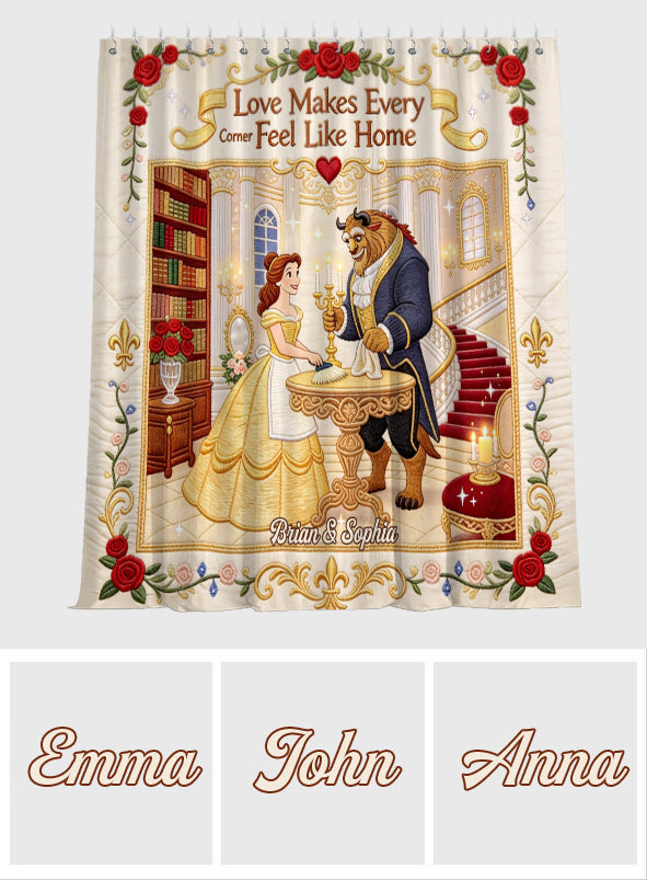 Love Makes Every Corner Feel Like Home - Personalized Beauty And The Beast Blackout Window Curtain/ Drapes Set
