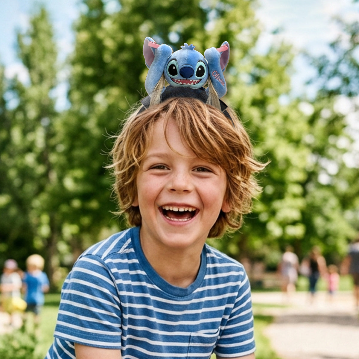 Funny Alien - Personalized Ohana Shaped Leather Headband