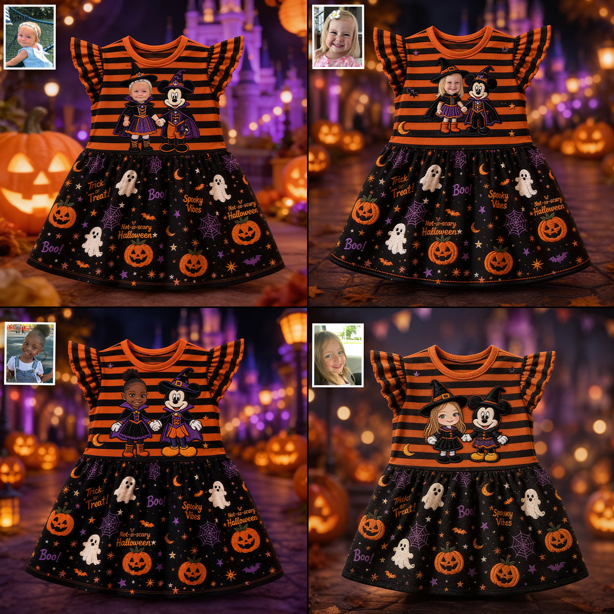 Halloween Not-So-Scary Party - Personalized Mouse Kid Ruffle Sleeve Dress