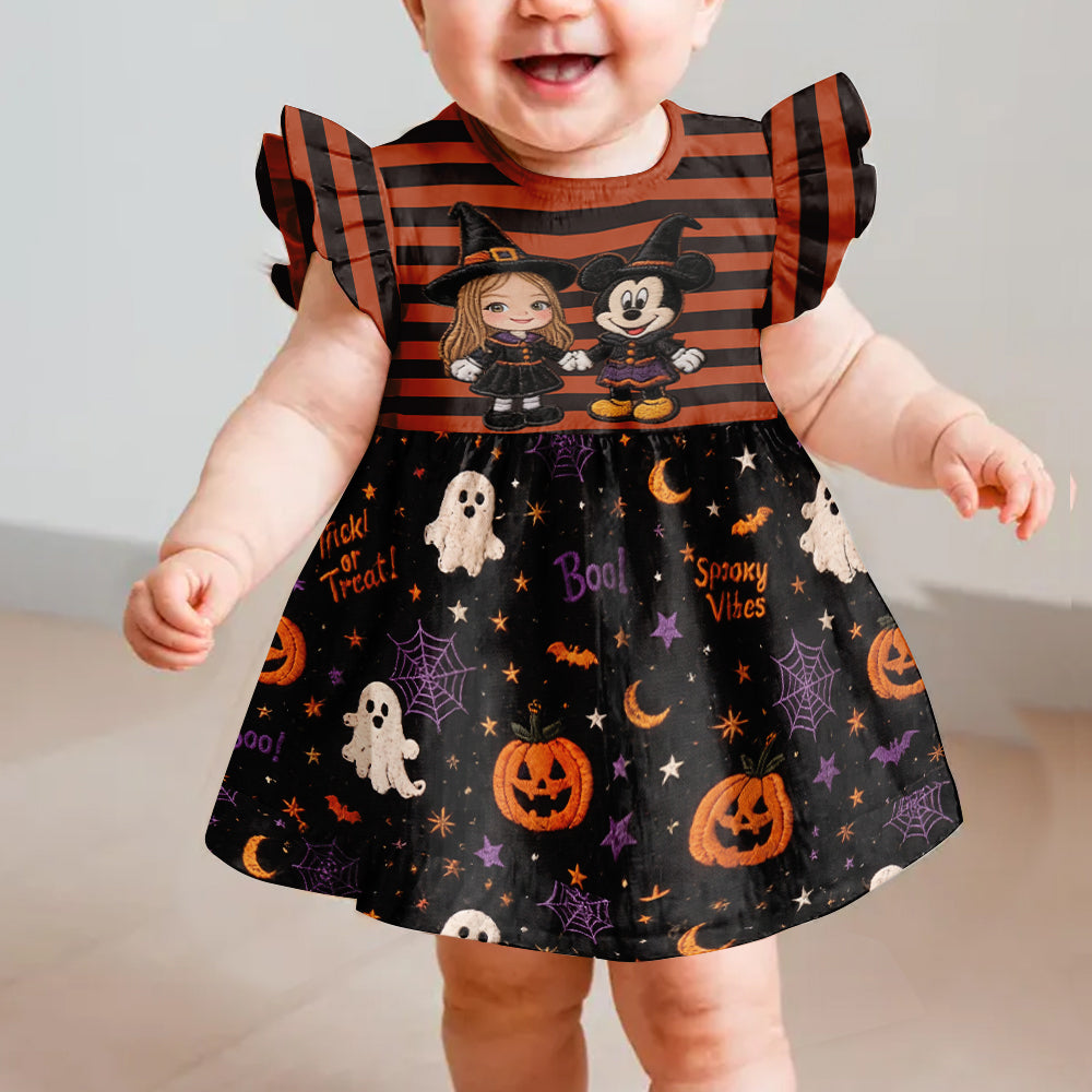 Halloween Not-So-Scary Party - Personalized Mouse Kid Ruffle Sleeve Dress