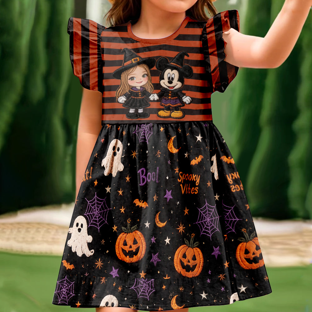 Halloween Not-So-Scary Party - Personalized Mouse Kid Ruffle Sleeve Dress