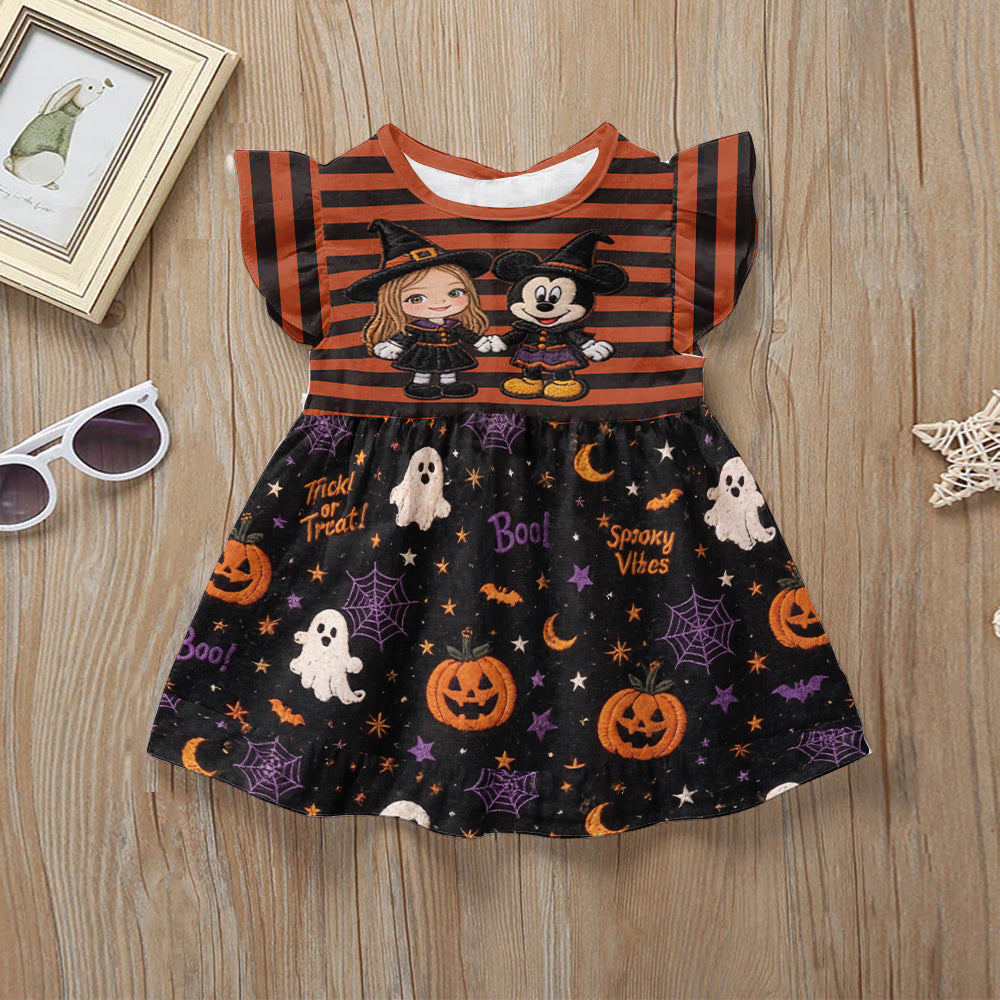 Halloween Not-So-Scary Party - Personalized Mouse Kid Ruffle Sleeve Dress