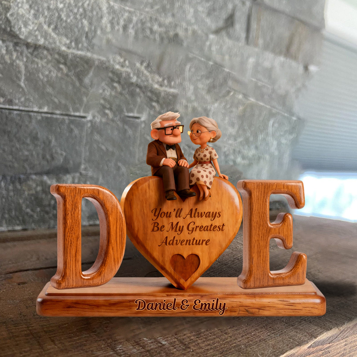 You'll Always Be My Greatest Adventure - Personalized Up Movie Couple Custom Shaped Wood Plaque